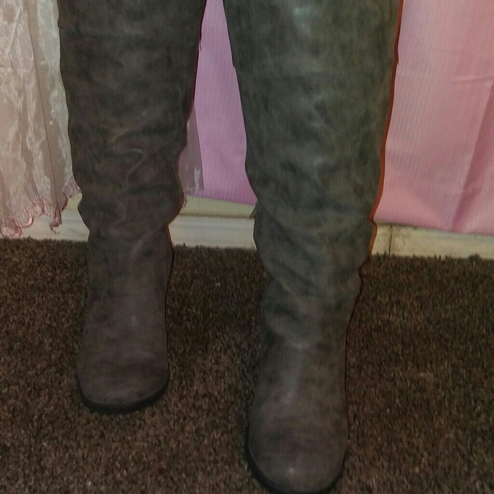 Over the knee wide calf boots